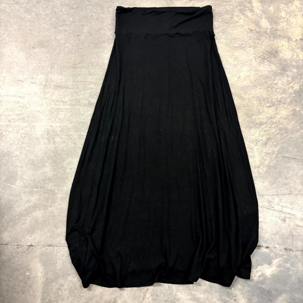 Free To Live Women's Black Maxi Skirt XL Stretch Waist Rayon Blend Boho Casual